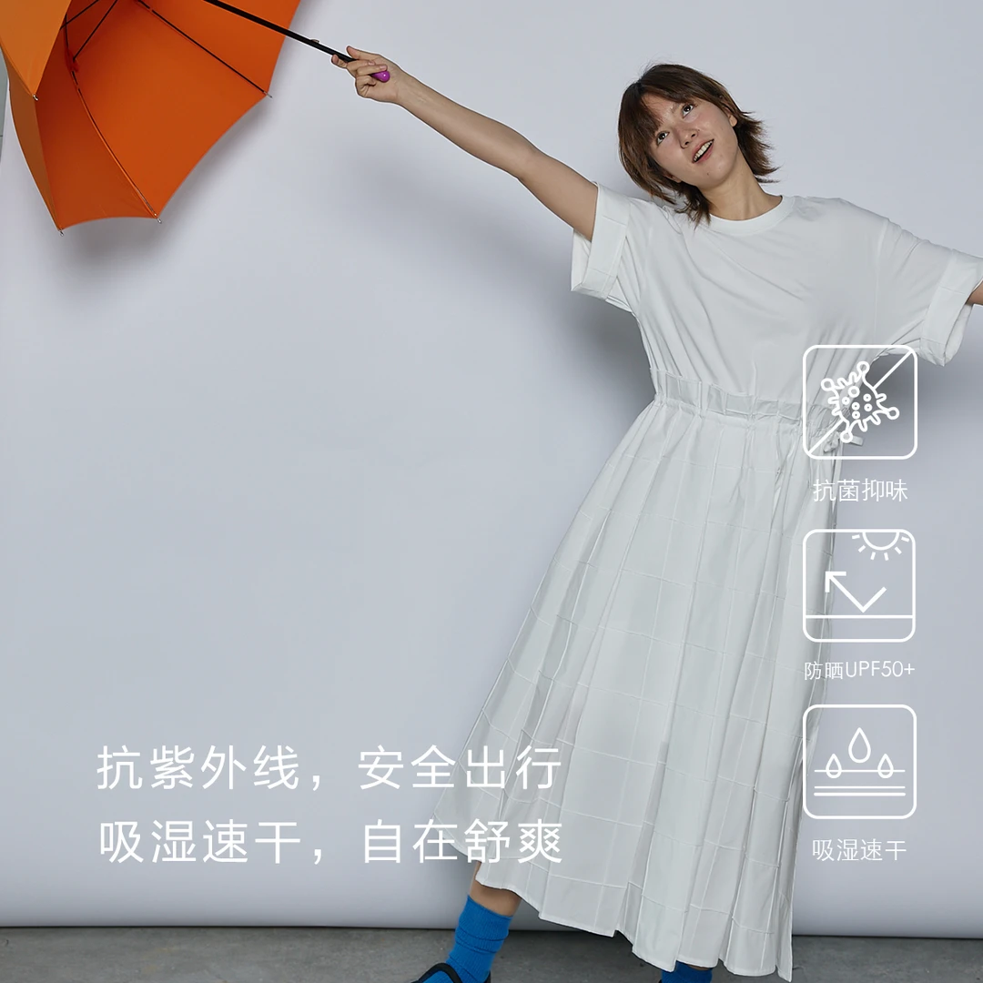 【冰格连衣裙】步履不停 小众设计收腰防晒纯白色连衣裙