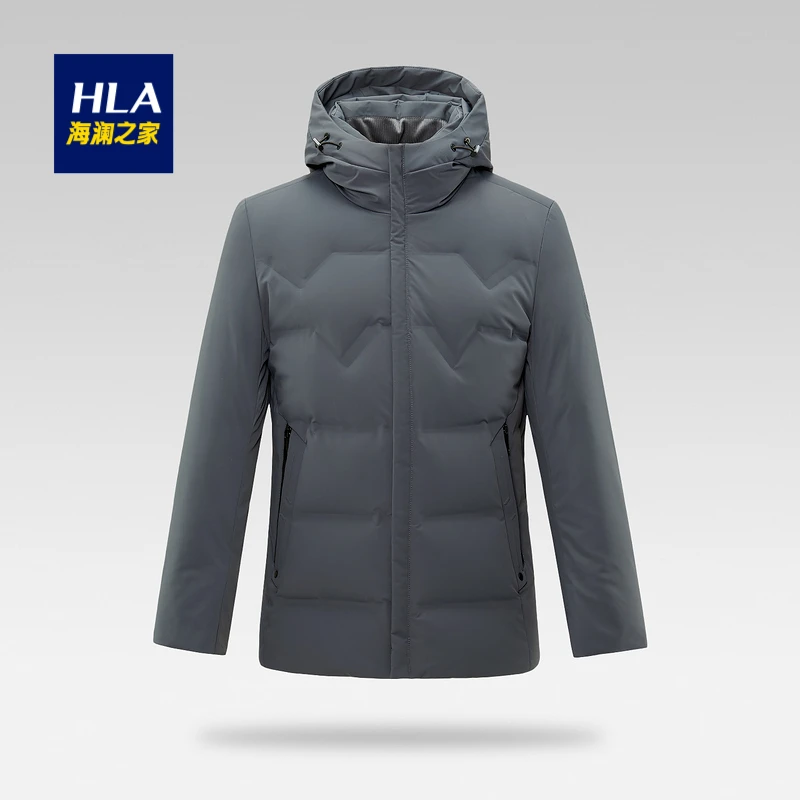 HLA/海澜之家羽绒服短款白鸭绒利落休闲舒适保暖连帽男士羽绒服