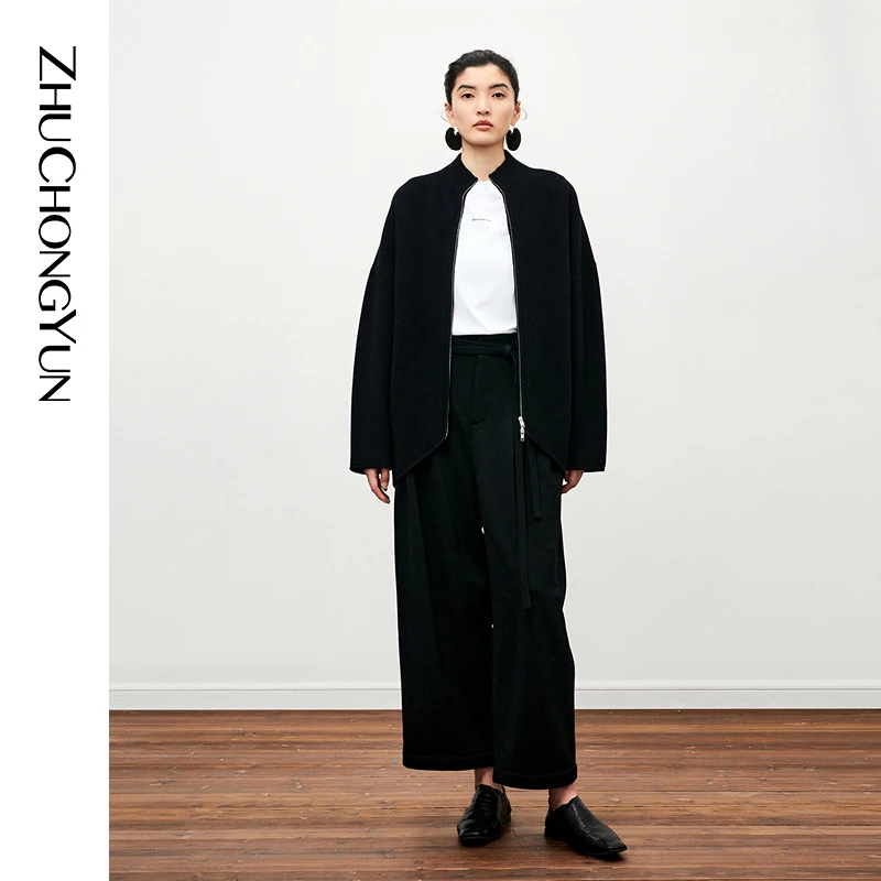 ZHUCHONGYUN24冬宽松落肩小高领针织外套C1EG4853M