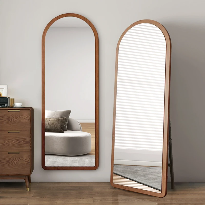 全身镜日式落地镜家用穿衣镜简约高清试衣镜卧室原木风壁挂镜子