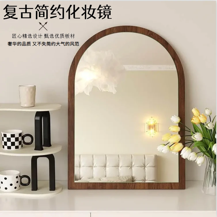 中古化妆镜梳妆台镜子客厅玄关复古装饰镜可壁挂桌面梳妆镜穿衣镜