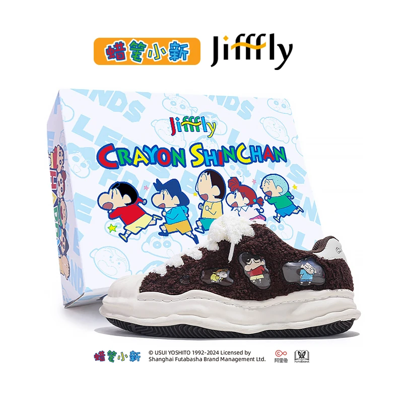Jifffly蜡笔小新联名板鞋秋冬新款休闲女鞋贝壳头溶解鞋时尚百搭