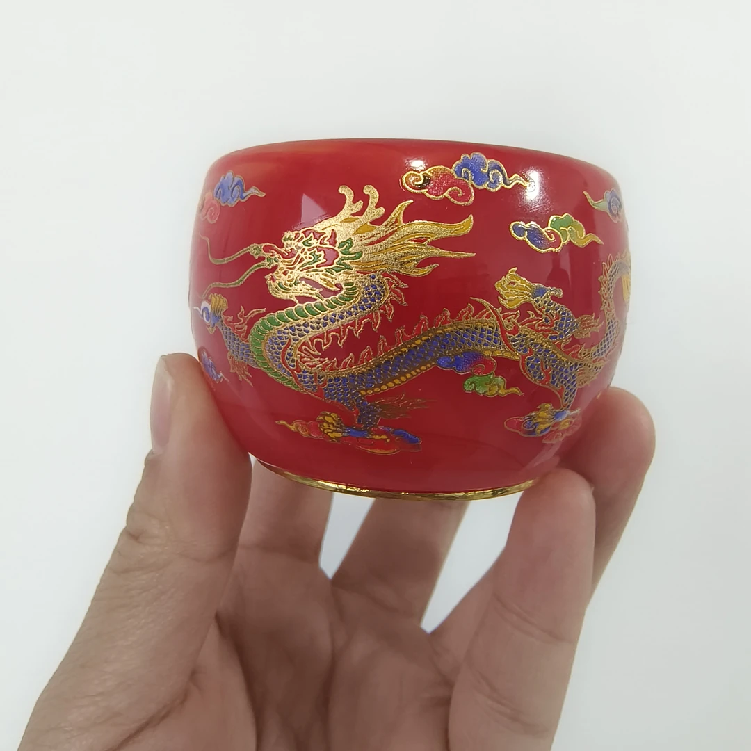 【红龙凤.呈祥】釉里红龙凤呈祥琉璃杯喝茶喝水品茗杯无礼盒2
