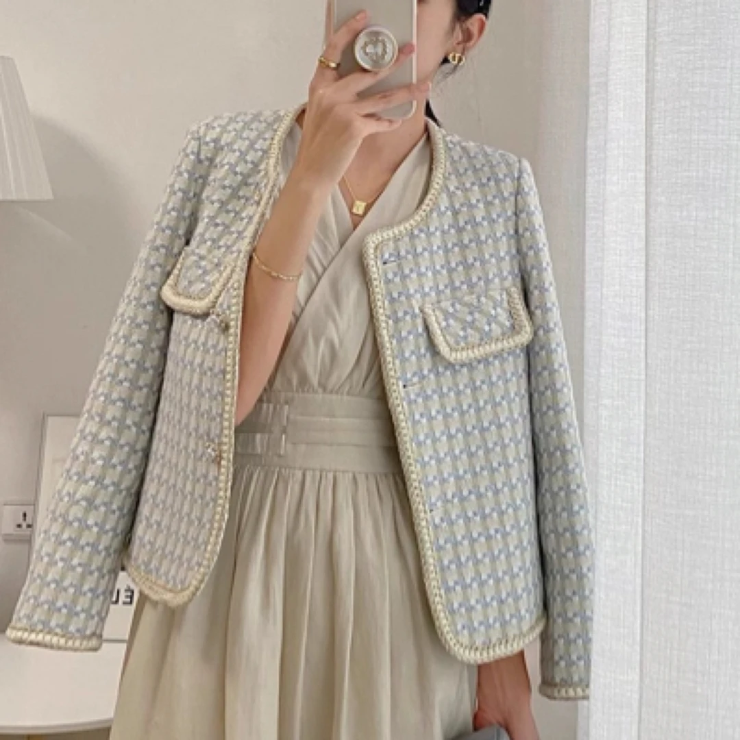 1696 【冰蓝小香】轻奢风精致百搭时尚外套