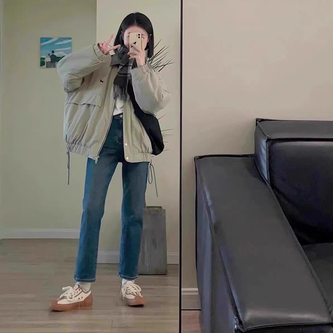 680 韩版宽松工装加厚夹棉夹克棉服外套（K25）