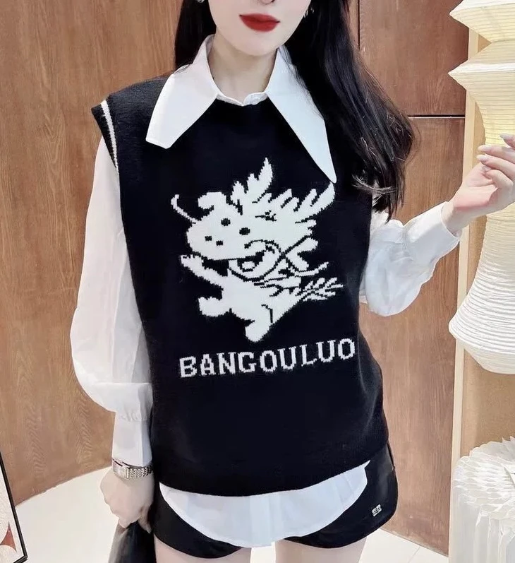 368 软糯韩系时尚卡通毛衣马甲（K10）