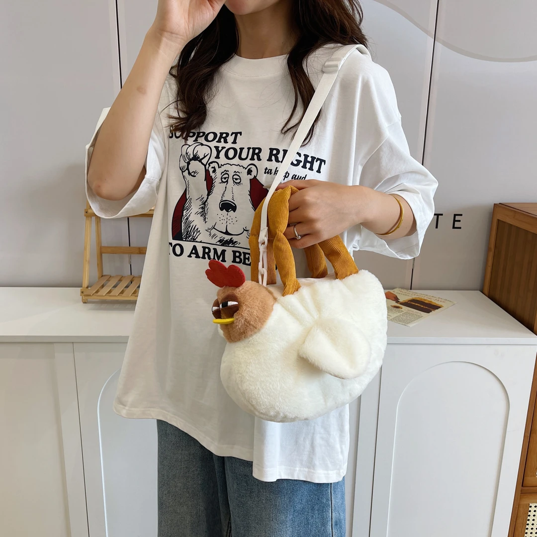 咕咕鸡包包小鸡斜跨包母鸡包手提包搞怪毛绒包网红造型包丑萌