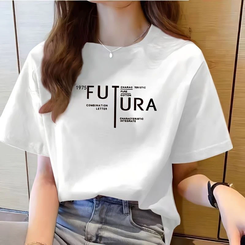 纯棉短袖t恤女新款时尚夏季半袖宽松韩版体恤甜美洋气【TUTURA】