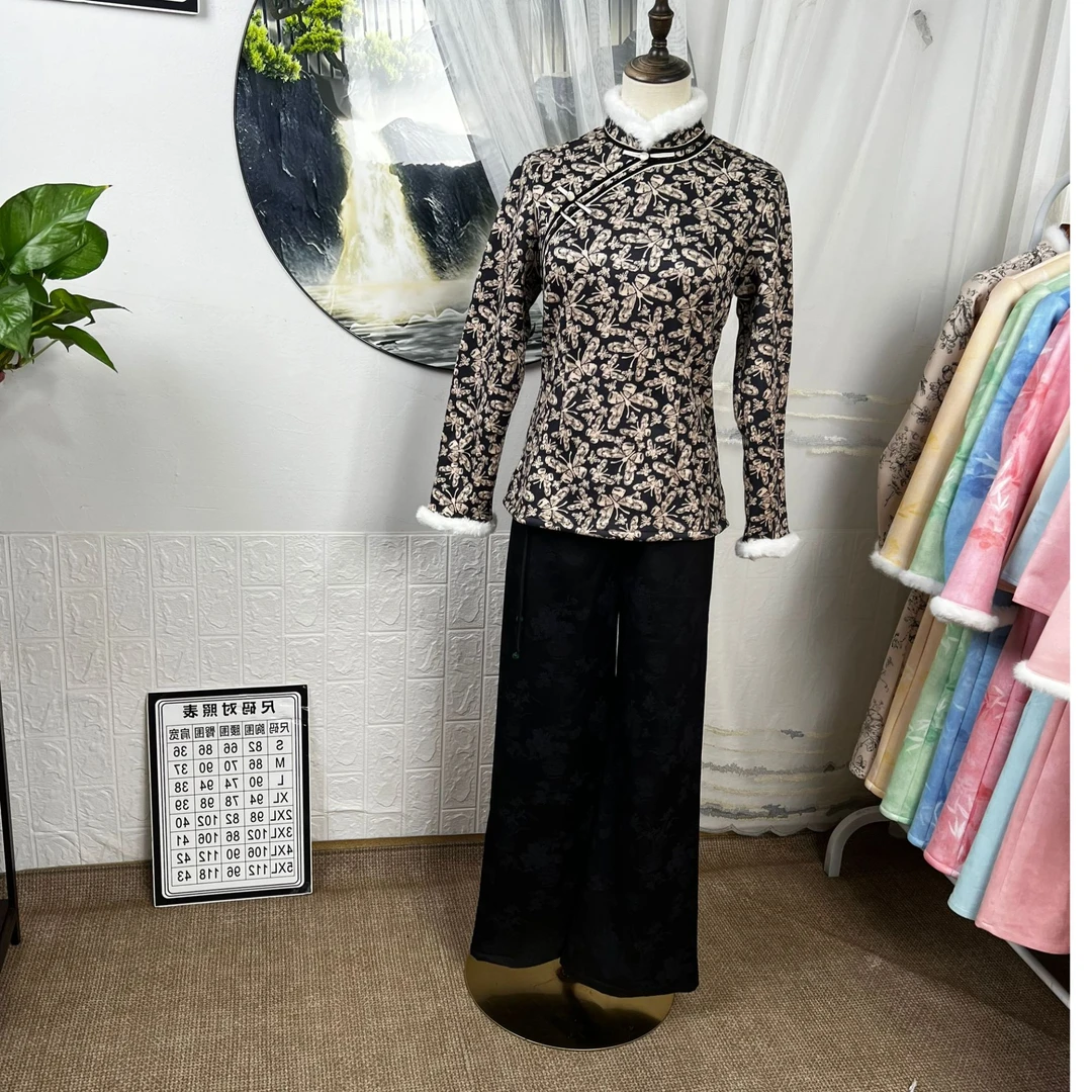 2024新款加绒加厚旗袍小上衣时尚百搭孤品M码