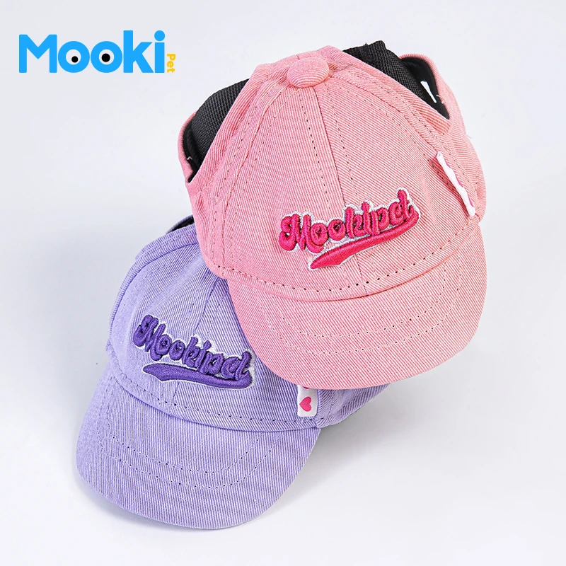 mookipet宠物狗狗帽子小型犬泰迪猫咪遮阳露耳朵泰迪柯基棒球帽