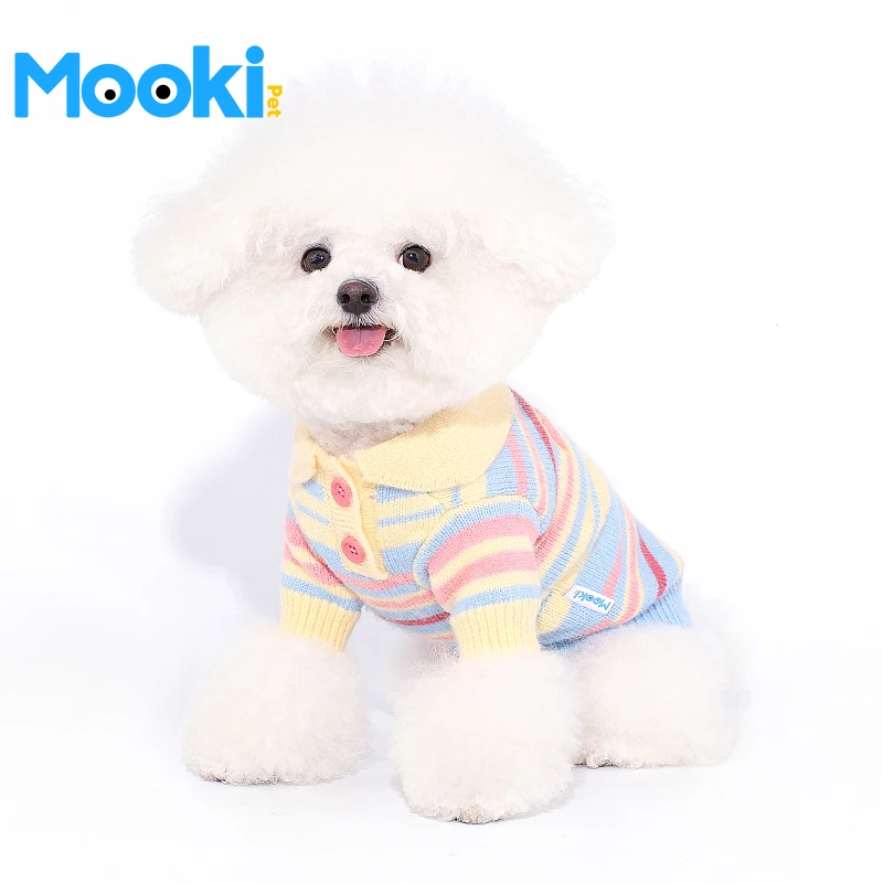 mookipet狗狗猫咪服装秋季新款比熊条纹针织撞色暖冬保暖可爱条纹