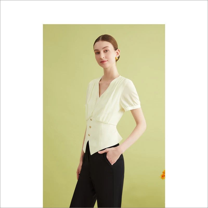 YINER音儿2024夏季新款时尚休闲法式气质显瘦衬衫8C64270126
