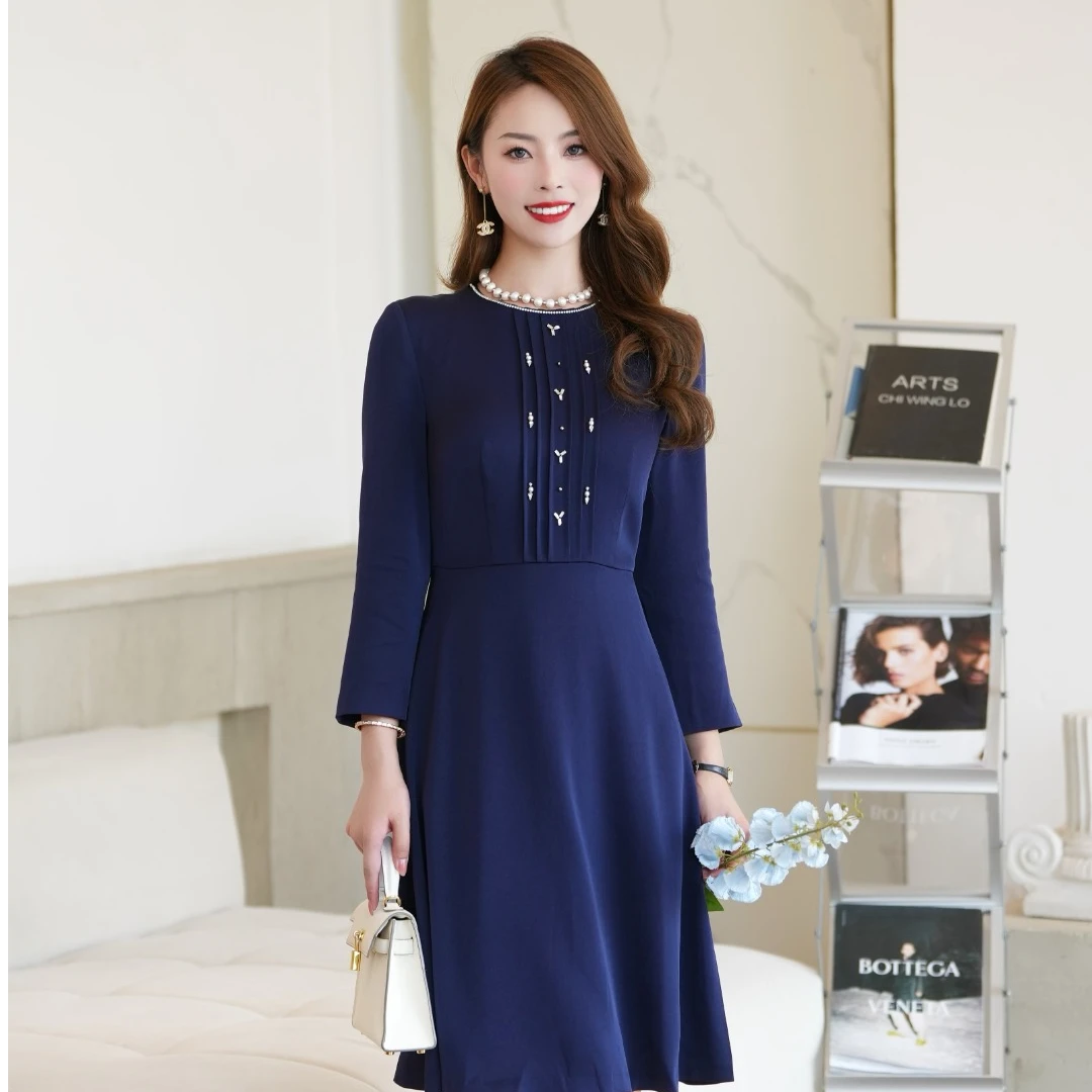 YINER音儿显瘦长袖针织时尚优雅秋季气质连衣裙8C63305656