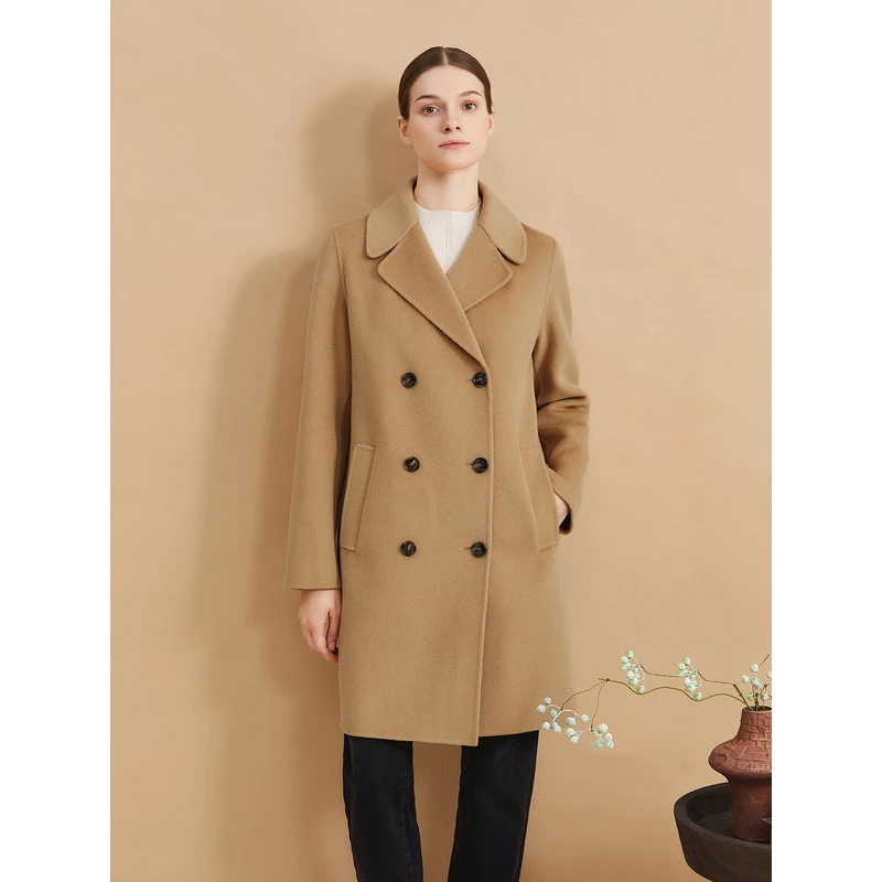 YINER音儿2024冬季新款气质女时尚双排扣毛呢外套8C64580116