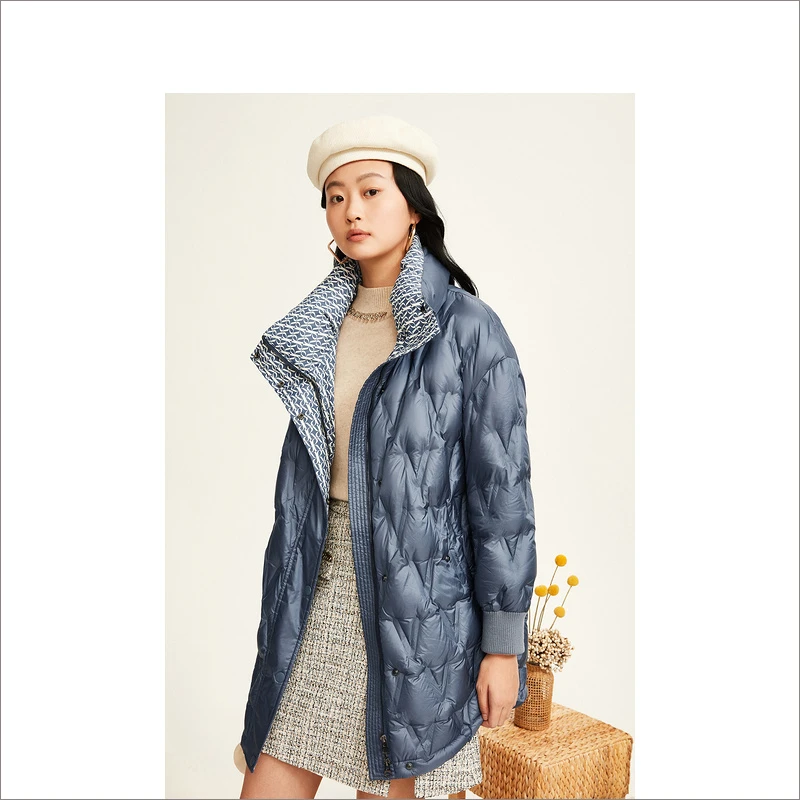 YINER音儿女装冬季立领保暖白鹅绒羽绒服8C32508540