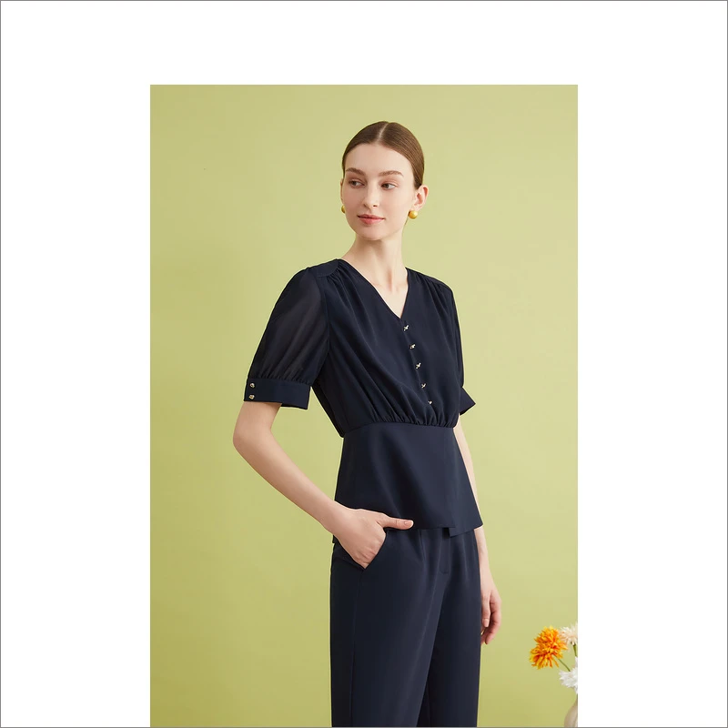 YINER音儿2024夏季新款女显瘦气质轻奢设计感衬衫8C64270086