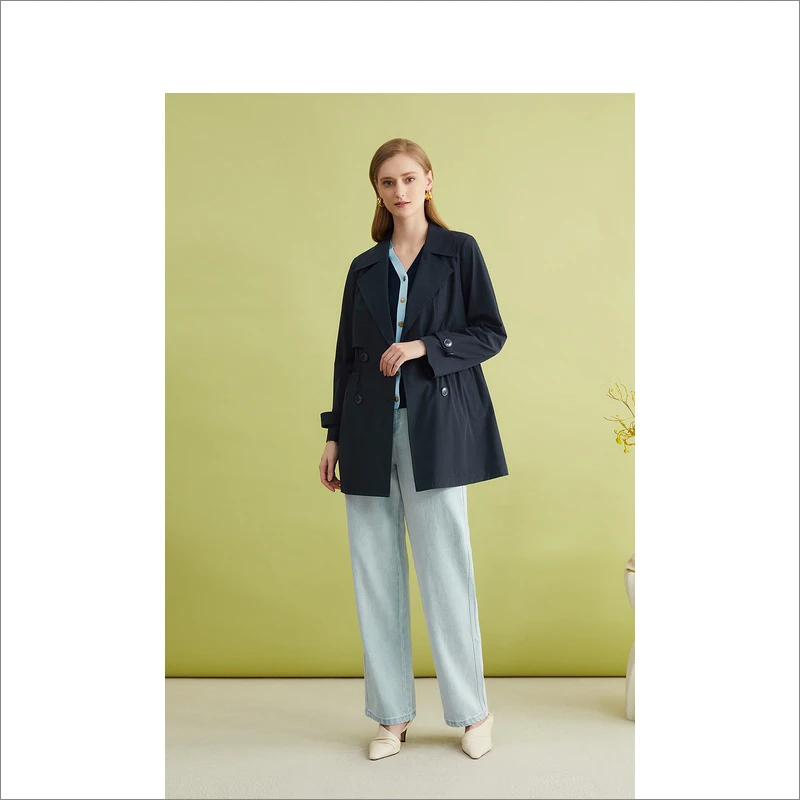 YINER音儿奥莱-2024春季新款四面弹一手长收腰通勤风衣8C64107036