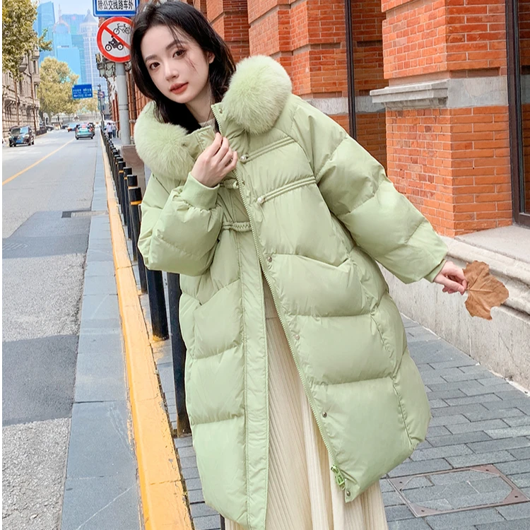 【羽冠】冬季新款大码女装胖mm200斤宽松保暖中长款大码羽绒服2442