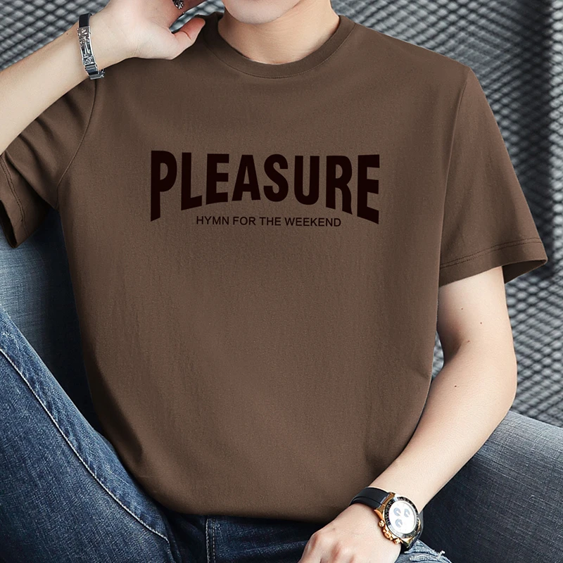 M08-T676纯棉短袖t恤男夏季圆领上衣服潮牌潮流宽松半袖全棉体恤