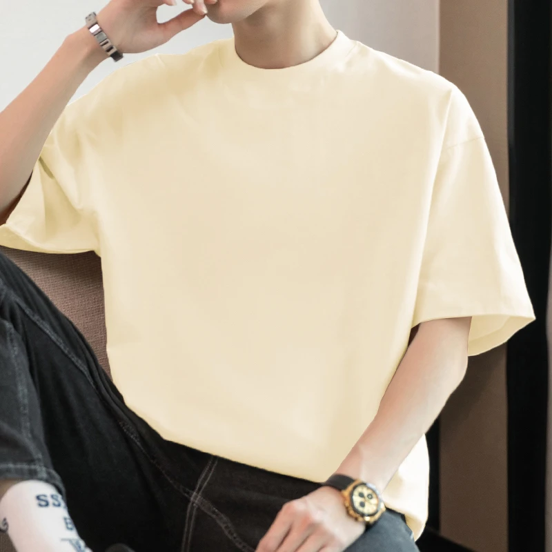 M09美式260g重磅纯棉t恤男士短袖2025新款夏季圆领上衣服全棉半袖