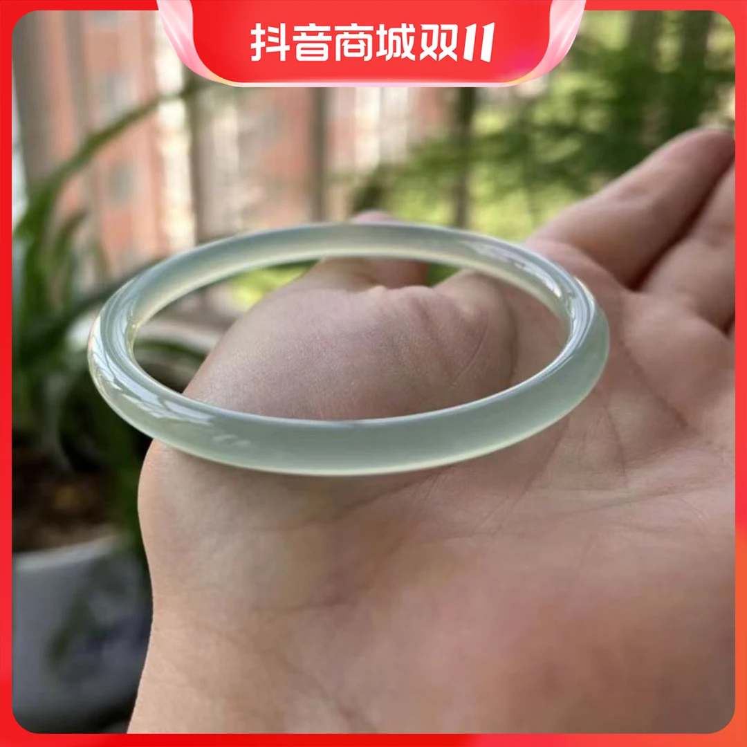 天然高冰油青色玉髓手镯