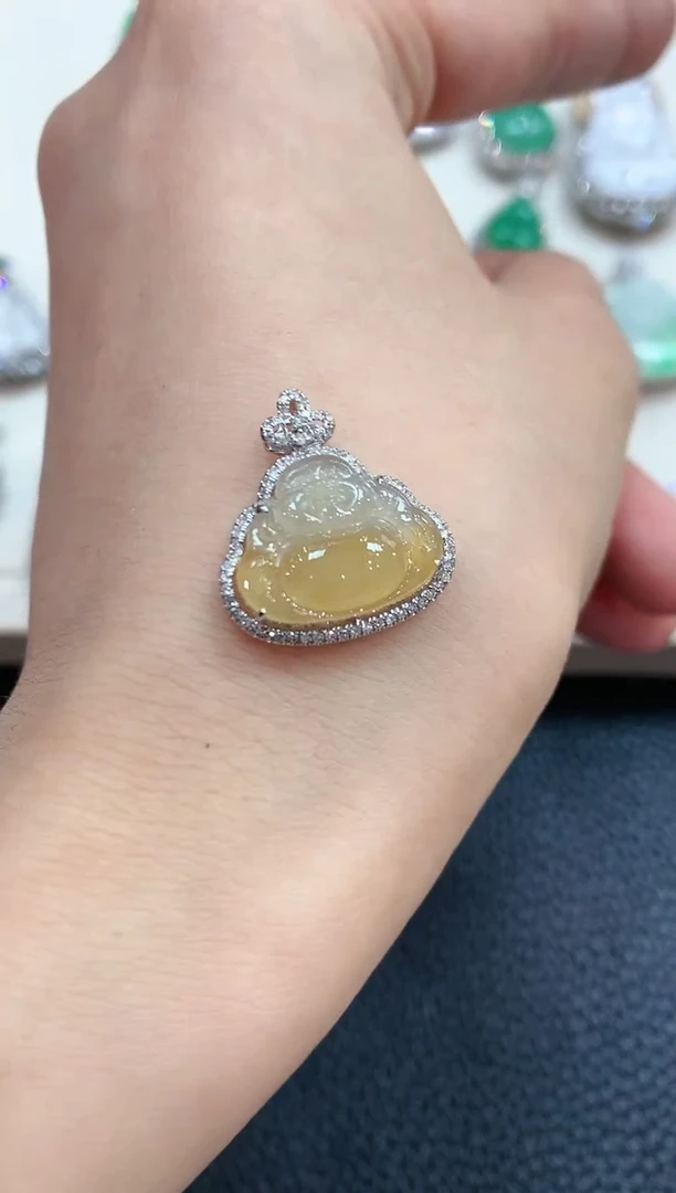 【闪购商品】翡翠吊坠(不含链)18K金镶嵌b42