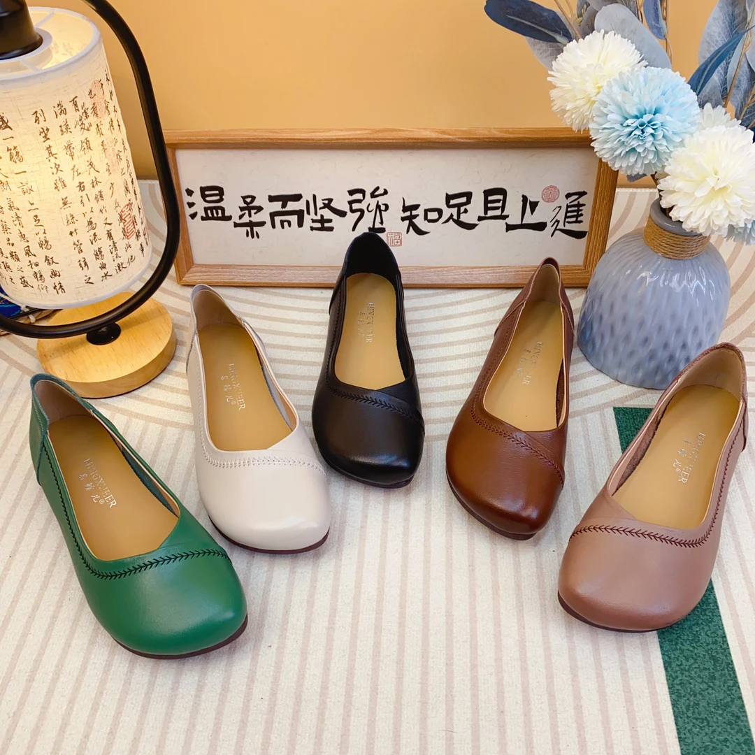 0522百搭温柔加大加宽浅口圆头单鞋大码女士软底软面轻奢女鞋