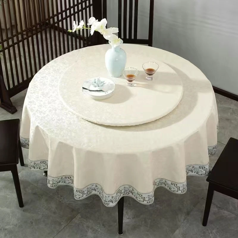 高级感防水防油防烫圆桌茶几用品布餐桌转盘套家用圆形台布桌面布