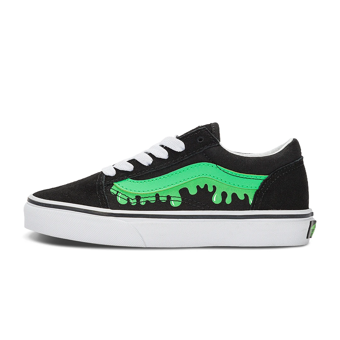 Vans范斯儿童官方 Old Skool黑色荧光印花中大童板鞋