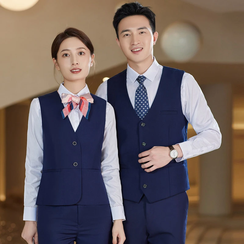 中国联通工作服男女同款马夹套装营业厅员工装制服马甲衬衫裤子