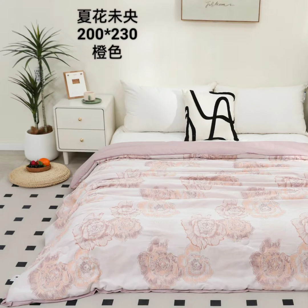 【夏花未央】200*230cm全棉埃及棉羊绒蛋白提花双层纱冬被 约2.9kg