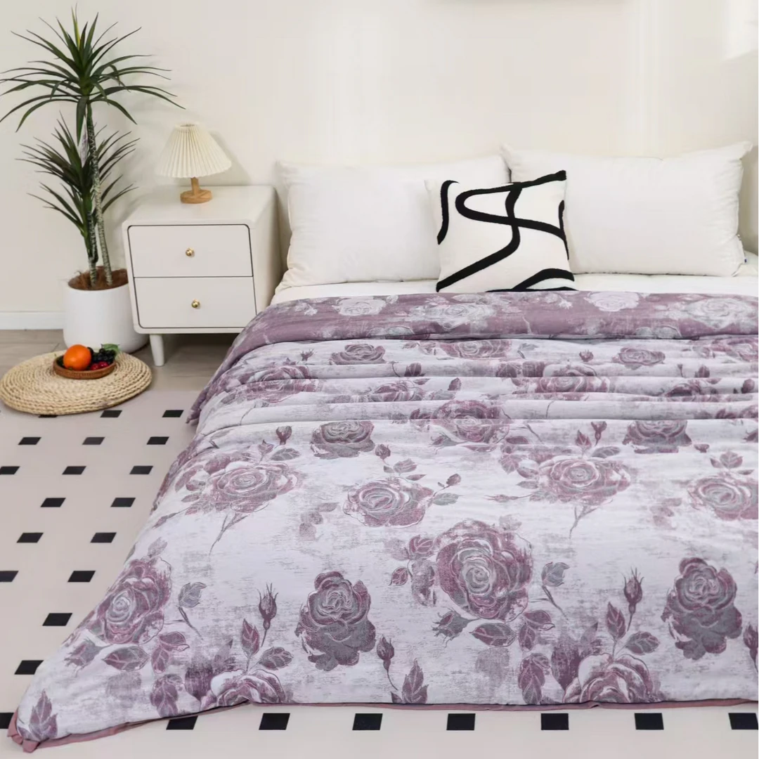 【天姿国色】200*230cm全棉高定贡缎提花双层纱酥绒棉冬被约2.8kg