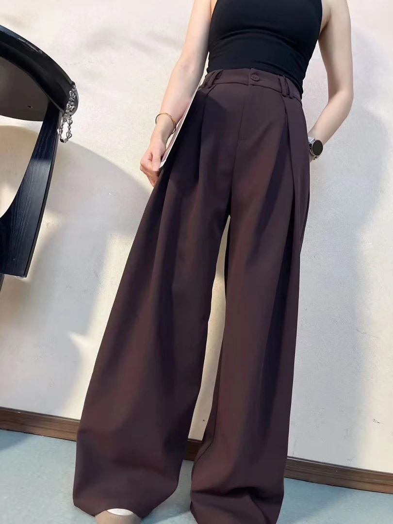 2025超模裤时尚高腰拖地垂感显瘦休闲百搭2024夏季黑色春夏薄款