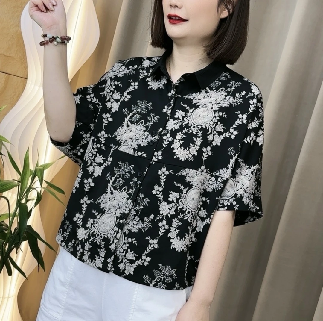 爆款豹纹女士新款2024时尚大码宽松显瘦女装衬衫小众上衣