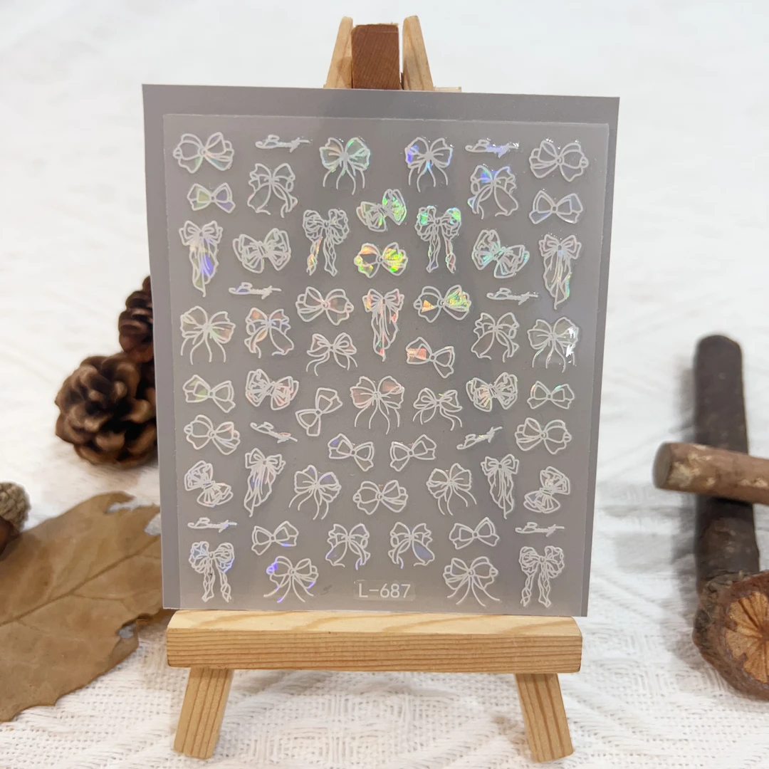 【6张贝壳蝴蝶结】蝴蝶结贝壳花花极光贴纸网红百搭爆款蝴蝶结贴纸