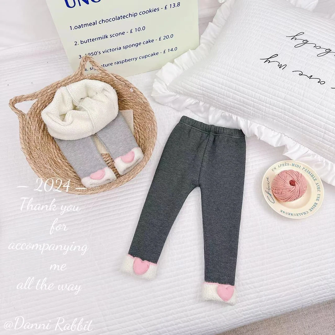 2024冬季新品羔羔绒爱心翻边儿童打底裤 D-Z572