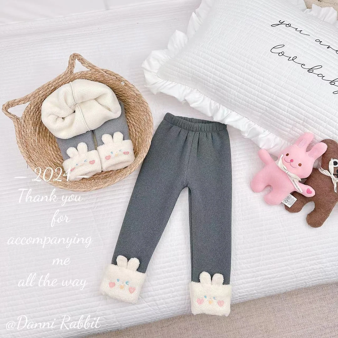 2024冬季可爱兔子加绒保暖儿童糕糕绒打底裤 D-W195