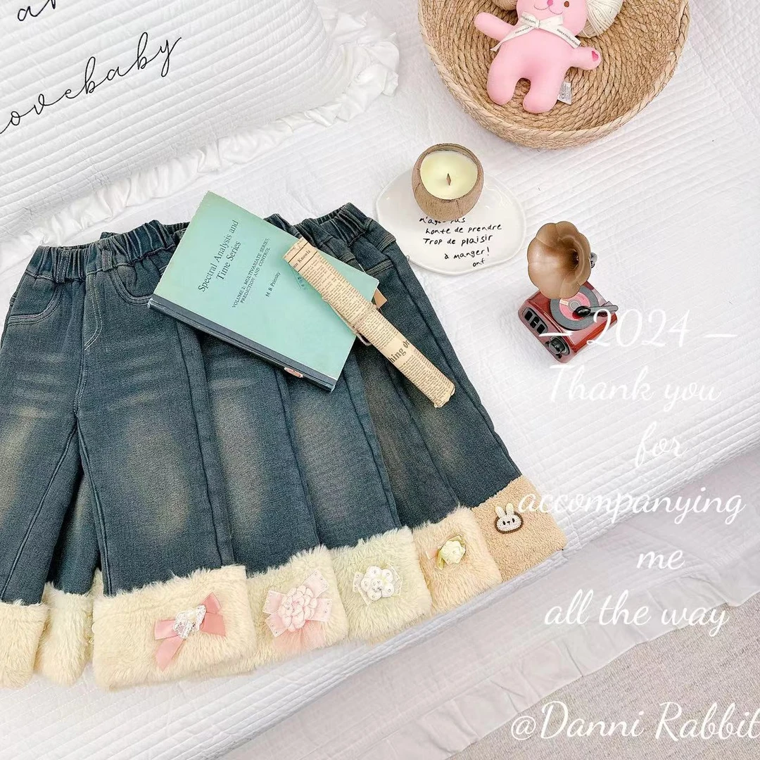 2024冬季百搭加绒儿童牛仔裤 D-T101