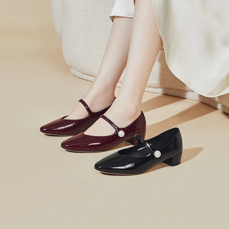 Kangnai/康奈尖头秋季新爆款黑色浅口气质女单鞋15446003