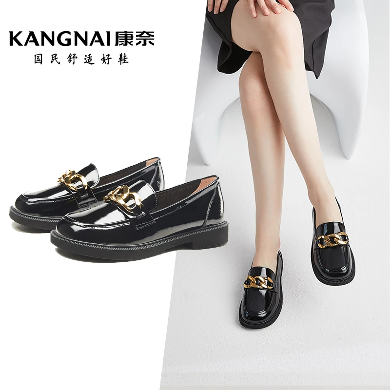 Kangnai/康奈百搭春夏新款学院单鞋套脚JK乐福鞋15222024