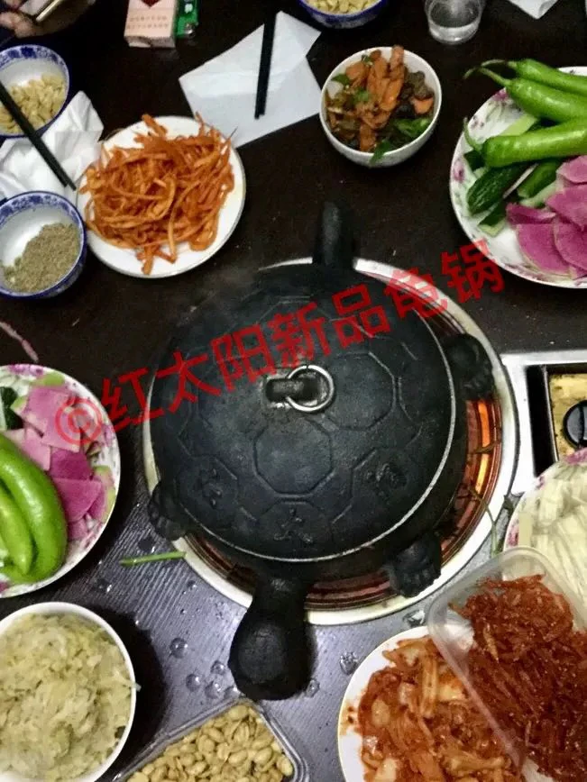 铸铁龟锅旋转烤肉锅锅具重40斤