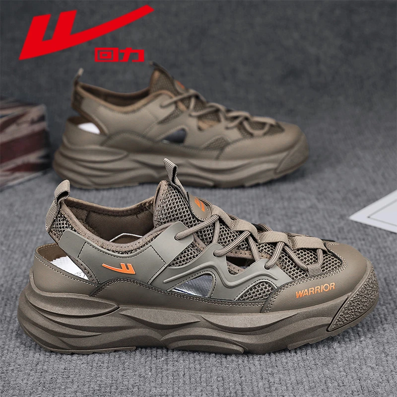 回力男鞋夏季户外百搭开车镂空凉鞋男士厚底增高网面休闲沙滩鞋子