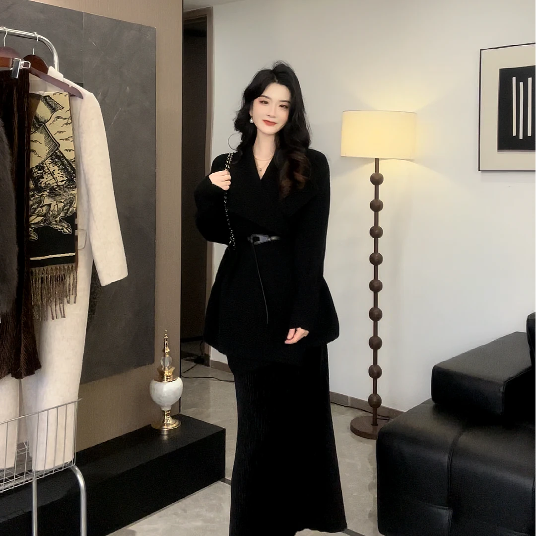 气质御姐风设计感不规则毛衣外套女秋冬新款高级感中长款针织开衫