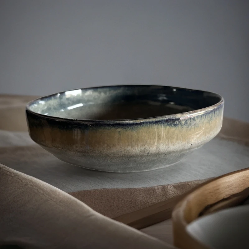 辣1115陶瓷釉下彩窑变七英寸 菜碗 鼓包瑕疵介意慎拍颜色有深有浅