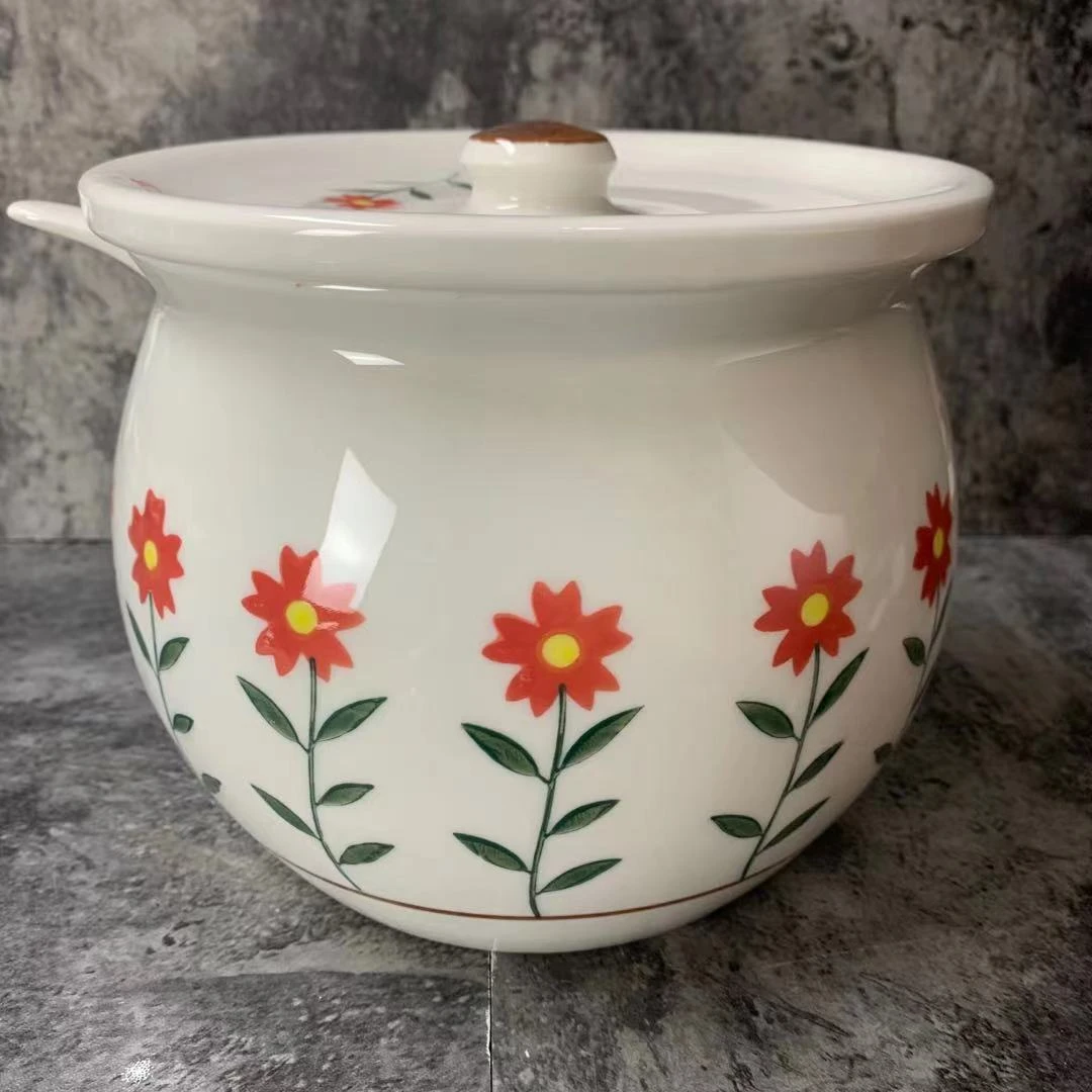 陶瓷手绘五斤装红色花朵猪油罐储物罐送勺微瑕五斤三号家用带盖