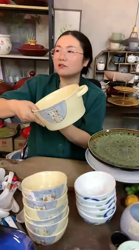 【闪购商品】碗A502 陶瓷双耳碗大号微瑕