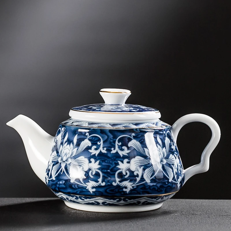 景德镇茶壶陶瓷青花瓷小号单壶  日式复古冲茶器家用功夫茶具配件