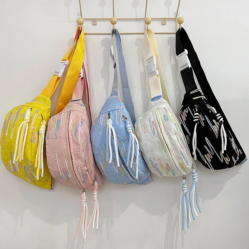 可爱流彩彩虹胸包日系ins小清新学生百搭腰包森系少女小众斜挎包