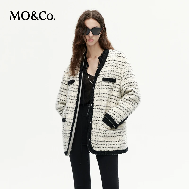 MOCO冬重工编织宽松小香风羽绒服MBC4EIN035