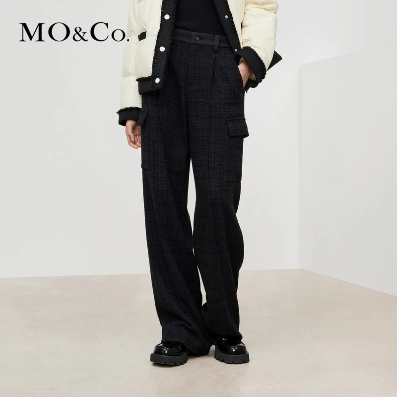 MOCO秋季肌理感工装风宽松长直筒休闲裤时尚女时尚女装MBB3PATT19